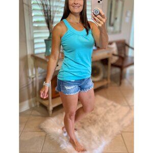 Ruched Racerback Floaty Banded Tank Blue 2914